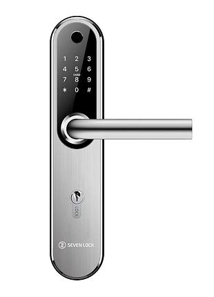 Умный дверной биометрический замок seven lock sl-7768bf (85мм) silver