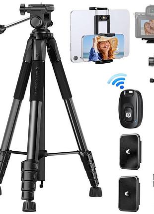 Легкий штатив k&f concept s255a3+bv01 для фотоаппаратов, смартфонов с пультом ду, 1,9м, груз.4кг (kf09.126)