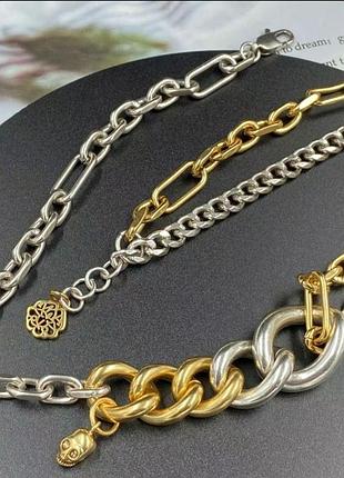 Кольє alexander mcqueen двокольорове з масивними ланками люкс.