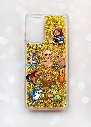 Чехол с плавающими золотыми блестками на samsung galaxy a52 (a525) мемы (принт 415)