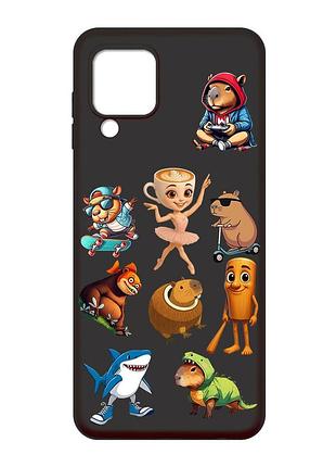 Матовый черный чехол на samsung galaxy m32 / a22 / m22 4g мемы (принт 415)