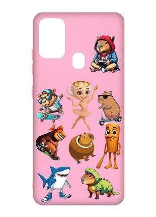Матовый розовый чехол на samsung galaxy m30s/m21 мемы (принт 415)