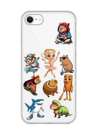 Прозрачный чехол для iphone 7 / 8 мемы (принт 415)
