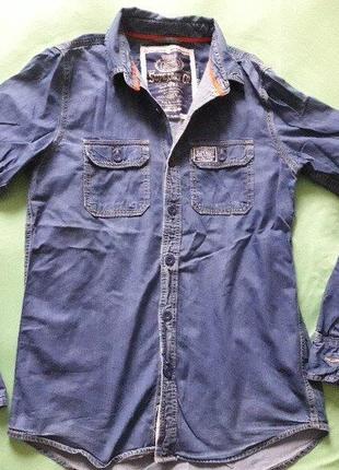 Джинсовая синяя рубаха superdry