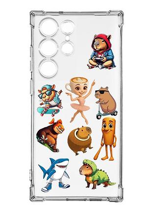 Чохол з потовщеними кутами на samsung galaxy s23 ultra меми (принт 415)