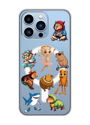 Магнитный чехол на iphone 13 pro max с поддержкой magsafe мемы (принт 415)
