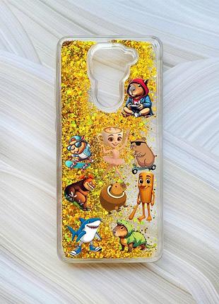 Чехол с плавающими золотыми блестками на xiaomi redmi note 9/10x мемы (принт 415)