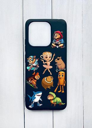 Матовий чохол на xiaomi redmi 12c чорний меми (принт 415)
