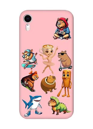 Матовый розовый чехол на apple iphone xr мемы (принт 415)