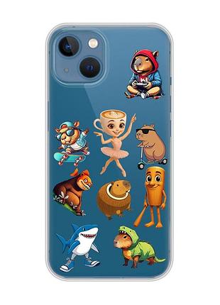Прозрачный чехол на apple iphone 13 мемы (принт 415)