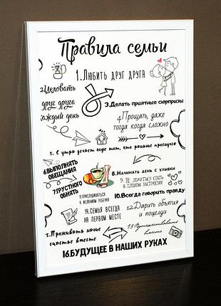 Правила семьи размер 30 х 40 см 20 х 30 см