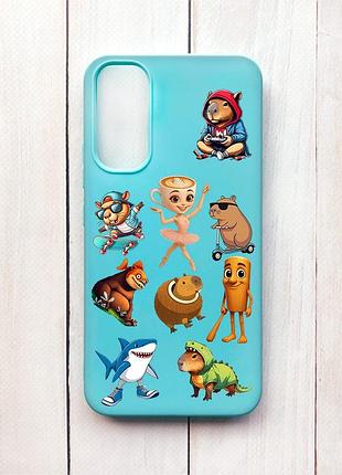Матовый чехол на samsung a34 5g бирюзовый мемы (принт 415)