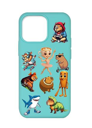 Матовий бірюзовий чохол на apple iphone 13 pro меми (принт 415)