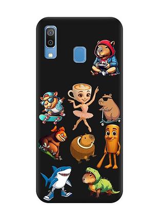 Матовый черный чехол на samsung galaxy a30 (2019) / a20 (2019) мемы (принт 415)