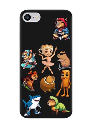 Матовый черный чехол на iphone 7 / 8 мемы (принт 415)