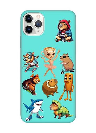 Матовый бирюзовый чехол на iphone 11 pro max (6.5) мемы (принт 415)