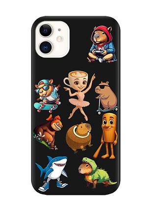 Матовий чорний чохол на apple iphone 11 (6.1) меми (принт 415)