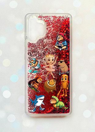 Чехол с плавающими красными блестками на samsung galaxy a32 мемы (принт 415)
