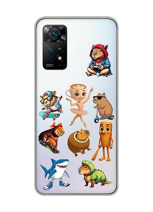 Прозорий чохол на xiaomi redmi note 11 pro меми (принт 415)