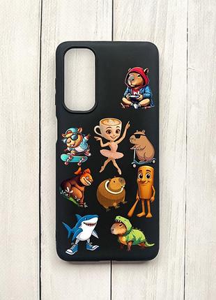 Матовий чохол на samsung galaxy m54 чорний меми (принт 415)