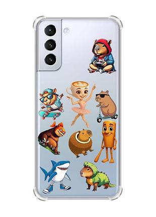 Чехол с утолщёнными углами для samsung galaxy s21 (g991) мемы (принт 415)