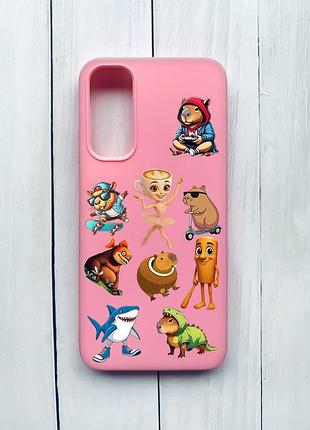 Матовый чехол на samsung galaxy a05s (a057) розовый мемы (принт 415)