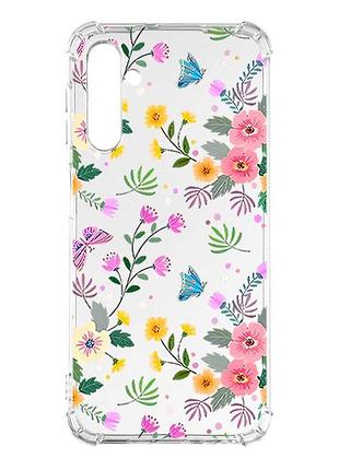 Чехол с утолщёнными углами на samsung galaxy a17 5g цветочный фон (принт 369)