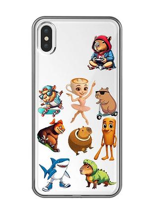 Прозрачный чехол на iphone xs max мемы (принт 415)