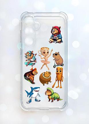 Чехол с утолщёнными углами на samsung galaxy s23 fe мемы (принт 415)