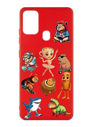 Матовый красный чехол на samsung galaxy m30s/m21 мемы (принт 415)