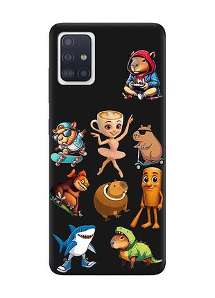 Матовый черный чехол на samsung galaxy a51 мемы (принт 415)