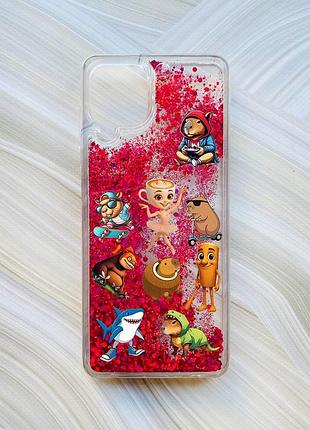 Чехол с плавающими розовыми блестками на samsung galaxy a22 4g/m22/m32 мемы (принт 415)