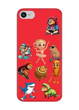 Матовый красный чехол на iphone 7 / 8 мемы (принт 415)