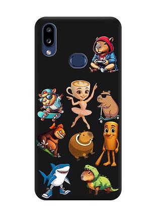 Матовый черный чехол на samsung galaxy a10ѕ a107 мемы (принт 415)