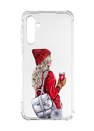 Чехол с утолщёнными углами на samsung galaxy a17 5g девушка с рюкзаком (принт 9)