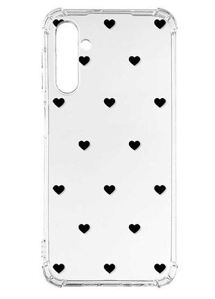 Чехол с утолщёнными углами на samsung galaxy a17 5g сердечка черные (принт 402)