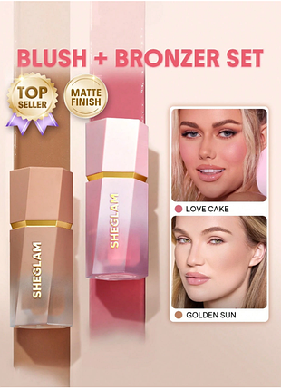 Набір sheglam liquid blush &amp; matte bronzer duo - love cake &amp; golden sun (6022)