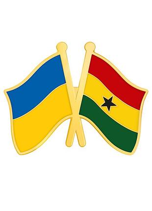 Двойной значок-пин с флагами украины и ганы / friendship flag украина гана