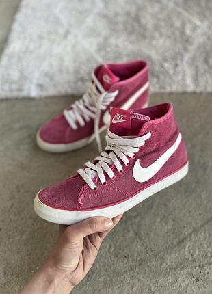 Рожеві високі  кеди nike із натуральної шкіри , 40р 25,5см устілка