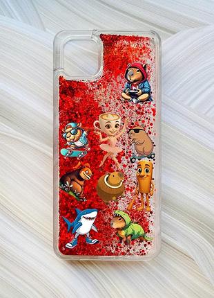 Чохол з плаваючими червоними блискітками на samsung galaxy a04 меми (принт 415)