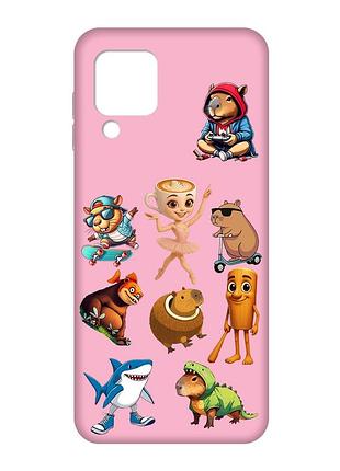Матовий рожевий чохол на samsung galaxy m32/a22/m22 4g меми (принт 415)
