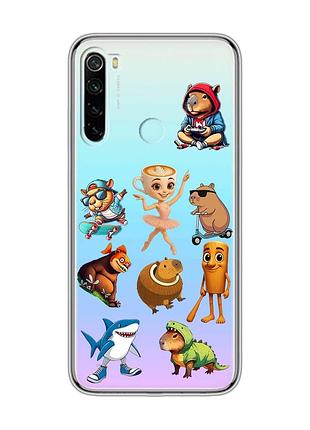 Прозрачный чехол на xiaomi redmi note 8 мемы (принт 415)