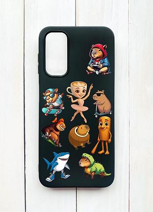 Матовий чохол на samsung galaxy a14 5g чорний меми (принт 415)