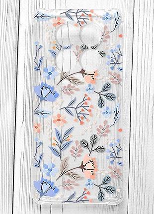 Чехол с утолщёнными углами на xiaomi redmi note 14 pro 4g цветочный фон (принт 371)