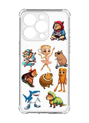 Чехол с утолщенными углами на iphone 15 pro max мемы (принт 415)