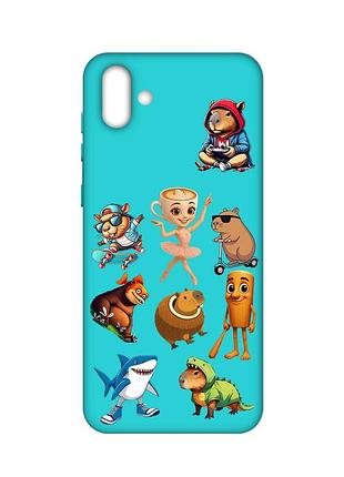Матовый бирюзовый чехол на samsung galaxy a04 мемы (принт 415)