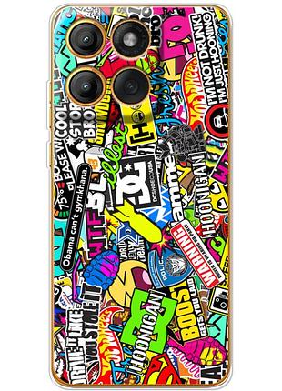 Чехол силиконовый с картинкой на motorola g86 (цветные наклейки)