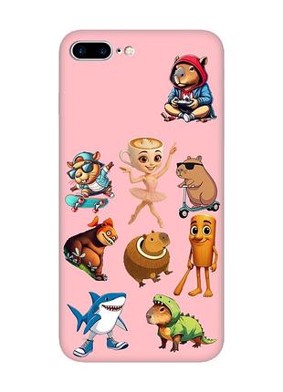 Матовый розовый чехол на iphone 7 plus / 8 plus мемы (принт 415)