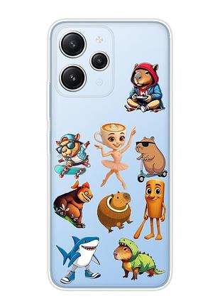 Прозрачный чехол на xiaomi redmi 12 мемы (принт 415)