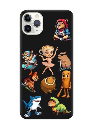 Матовий чорний чохол на iphone 11 pro (5.8) меми (принт 415)